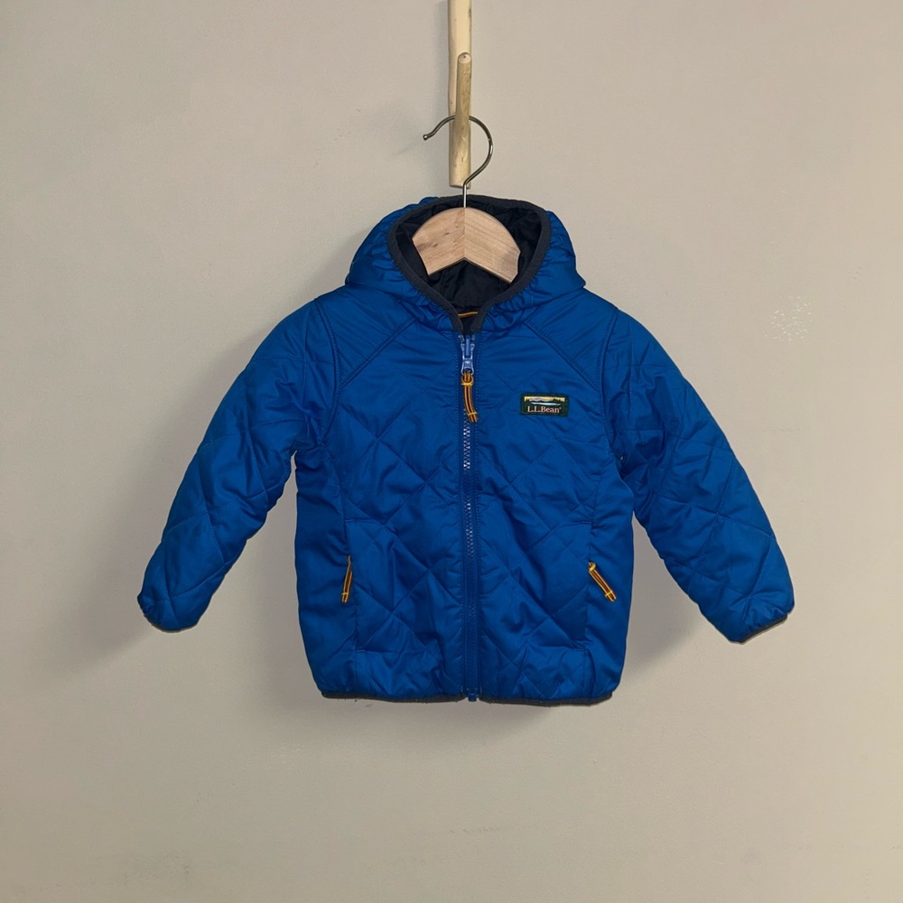L.L. Bean Reversible Blue Hooded Puffer Jacket